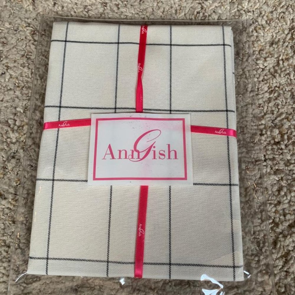 $250! NWT Ann Gish Grid Ivory w/ Black Silk Cotton EURO Pillow Sham